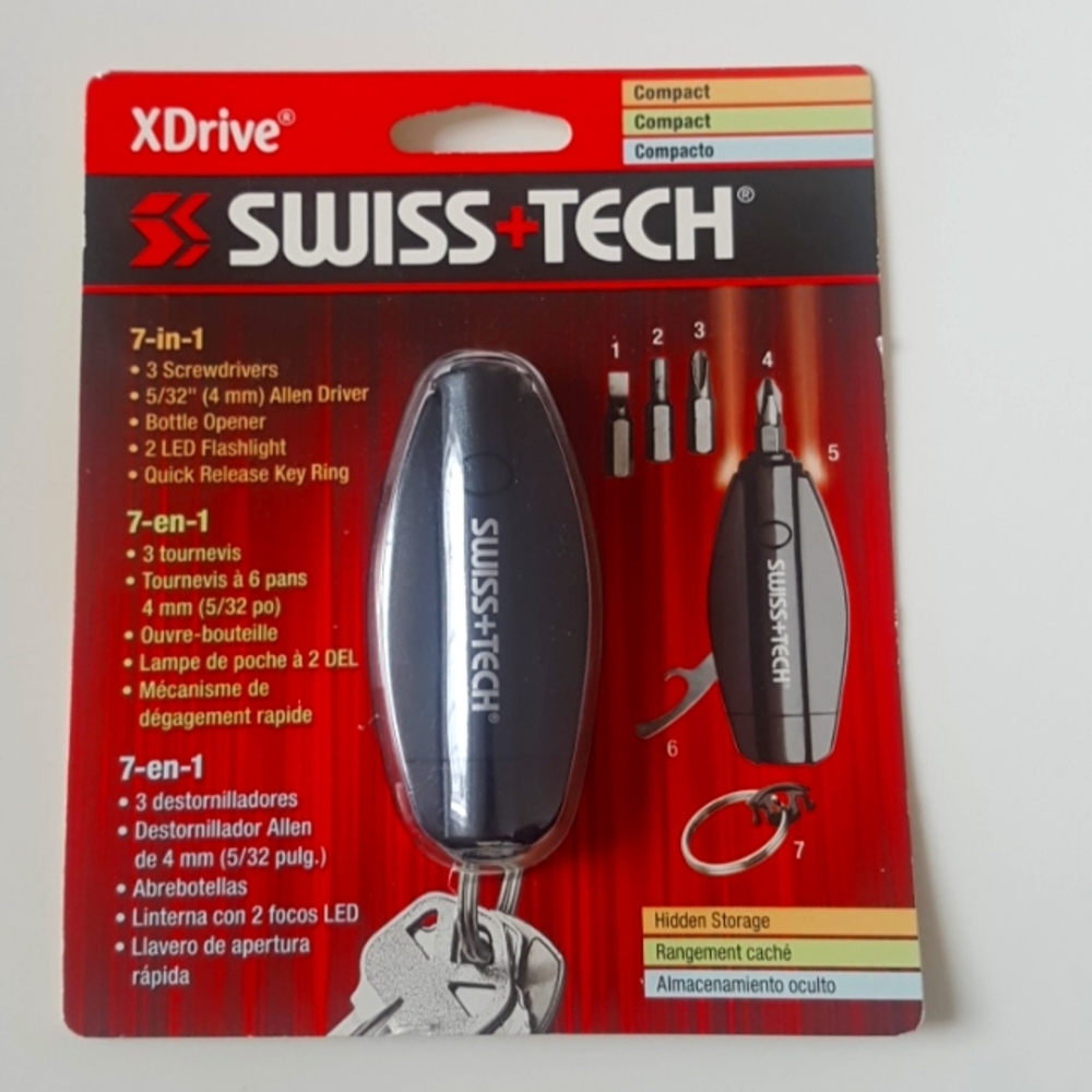 💲5️⃣ in 🛍️of2+  [SWISS+TECH] 7-in-1 Multitool Keychain